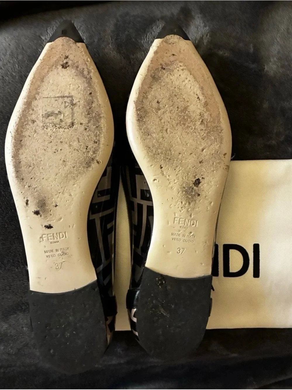 Fendi Black PVC Colibri Clear Leather FF Logo Pointed Ballerina Ballet Flat 37